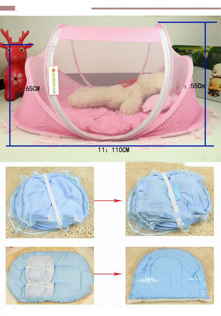 Foldable Baby Bed Net – 2-Piece Set with Pillow & Mosquito Protection | Baby JackPot™