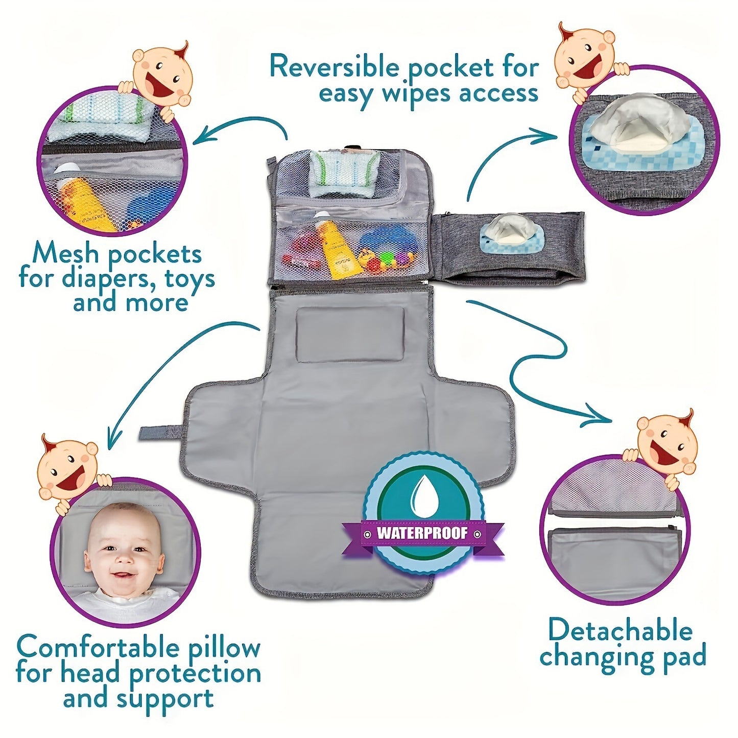 Portable Waterproof Baby Change Pilch  |  Baby JackPot™