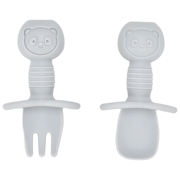 Silicone Baby Fork & Spoon Set – Short Handle for Easy Grip | Baby JackPot™